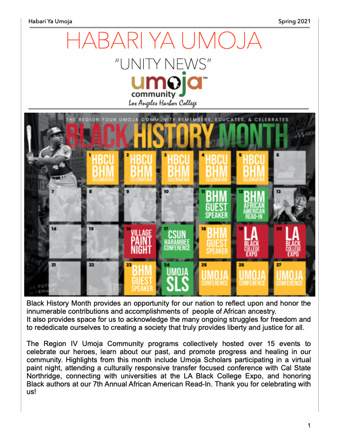 Umoja Black Story Month Calendar