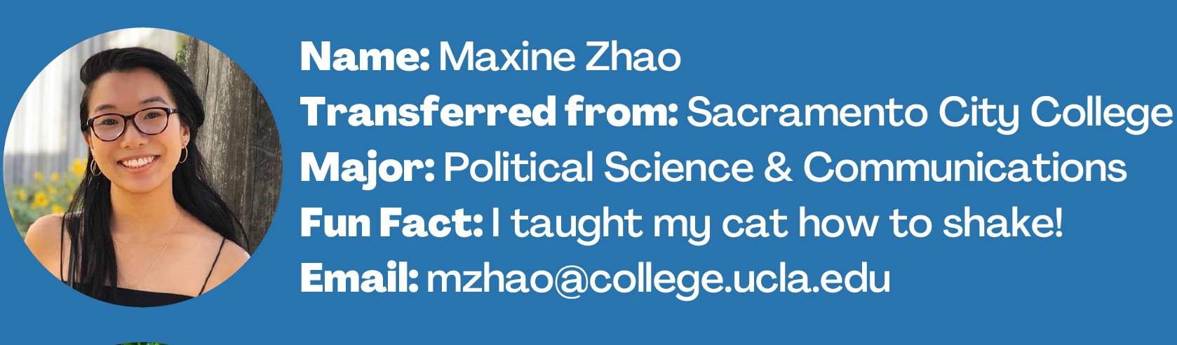 Fact Sheet of the Student Maxine Zhao