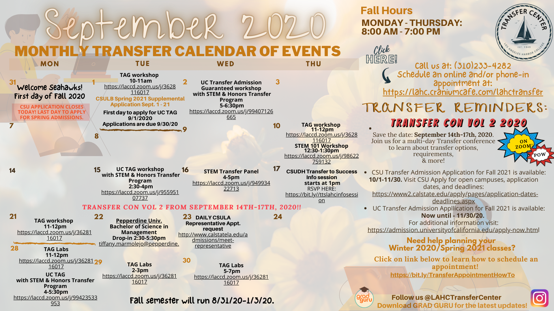 September Events Calendar