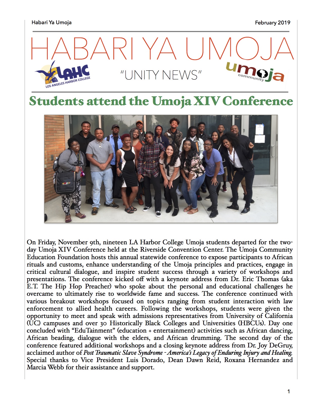 Umoja Newsletter February 2019