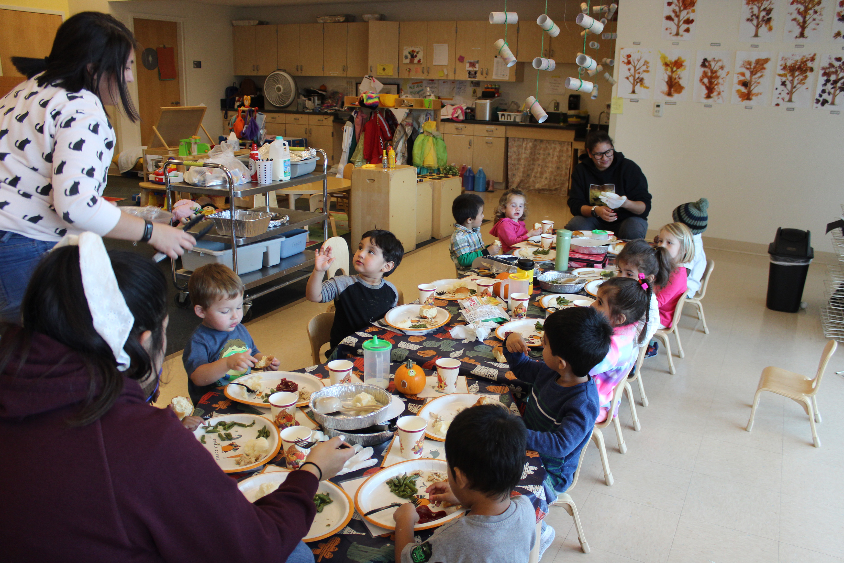 Children Taking Lunch in Classroom