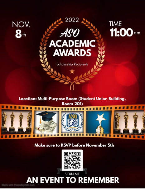 aso academic awards flyer november 8 2022 at 11am