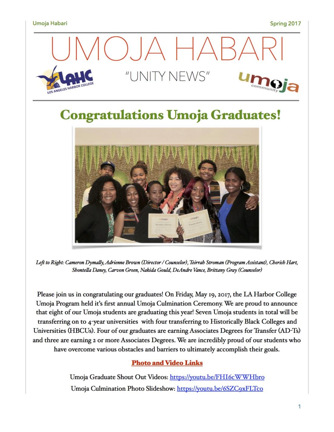 Umoja Newsletter Spring 2017