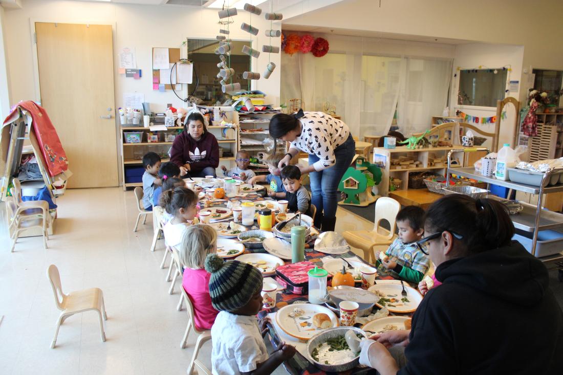 Children Taking LunchTime in Classroom