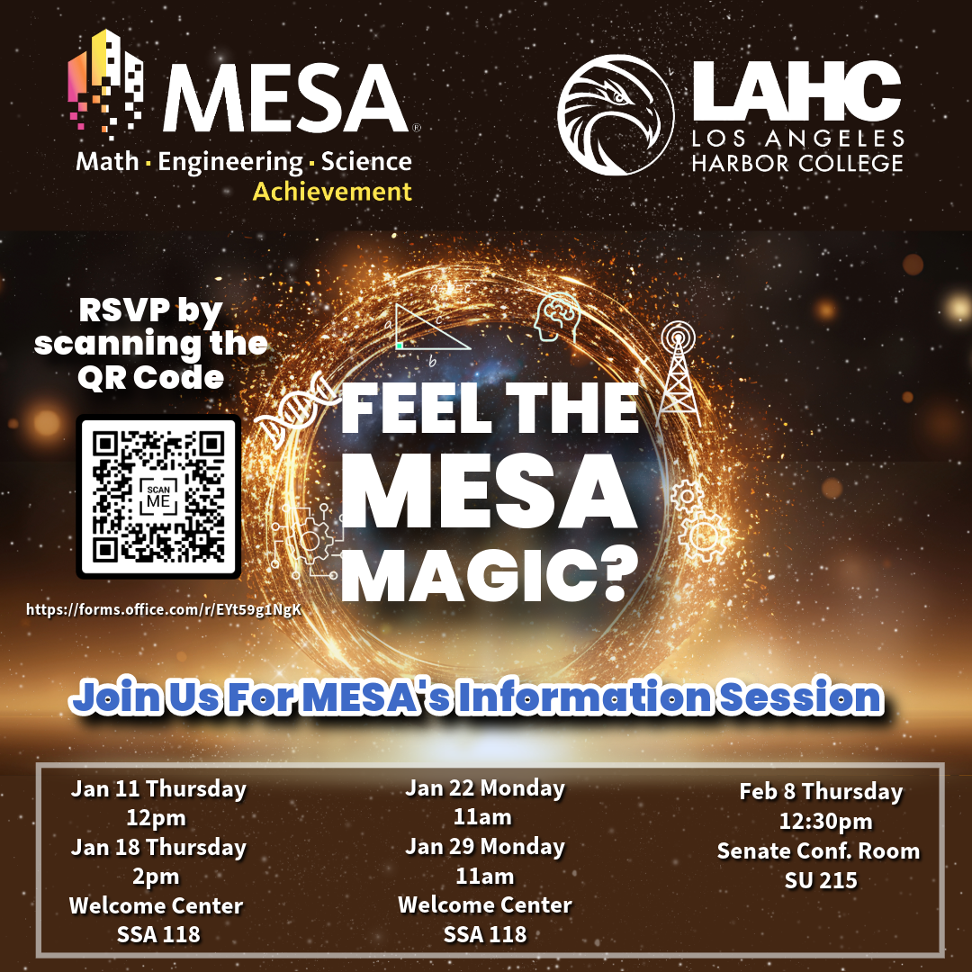 MESA information poster with dates and QR code