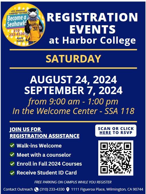 Registration Events on Saturday 8.17 and 8.24