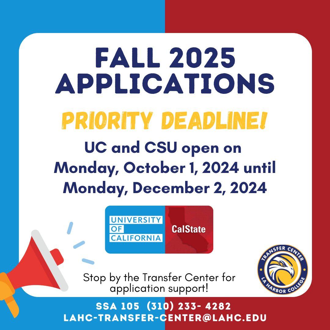 UC & CSU Fall 2025 Priority Deadline 