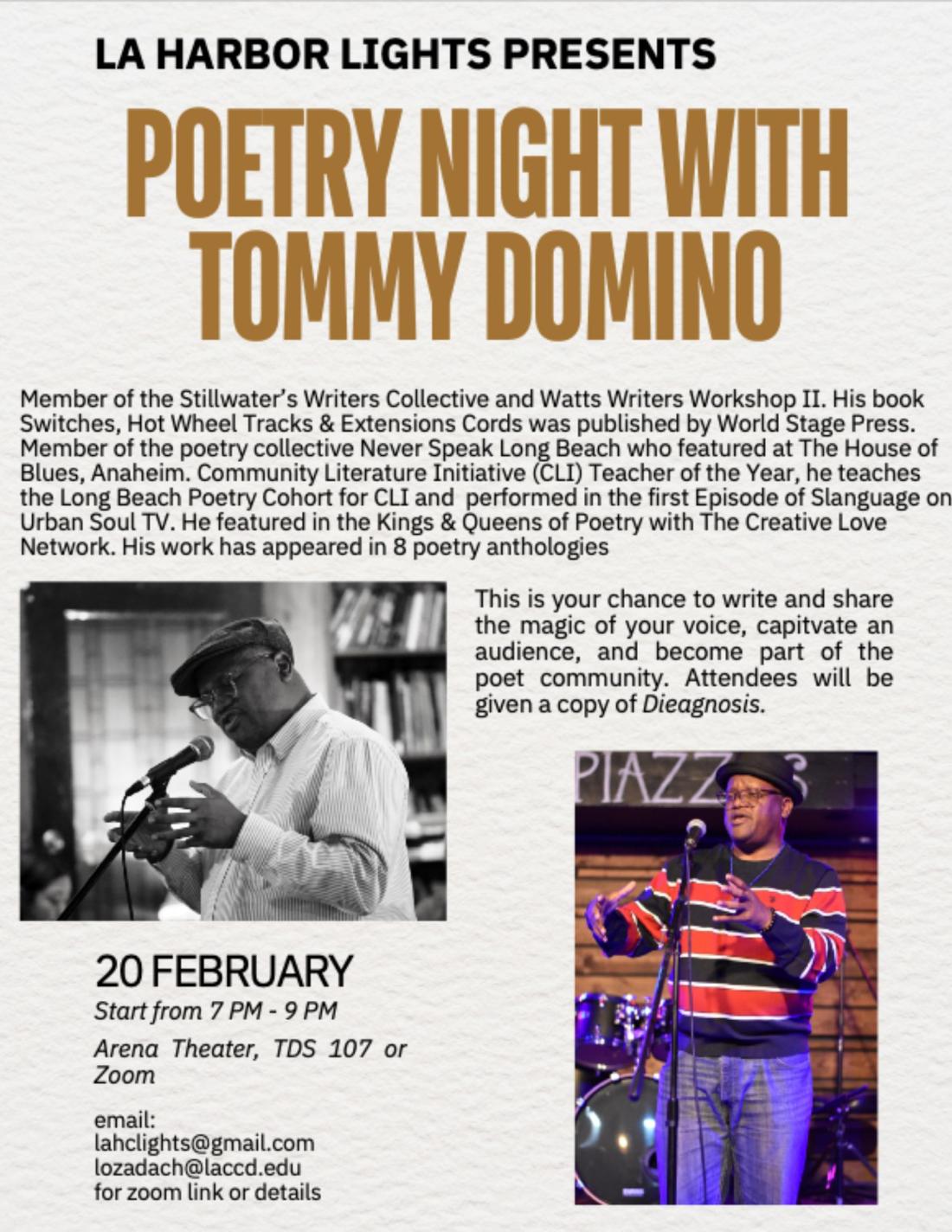 LA Harbor Lights Presents: Poetry Night with Tommy Domino