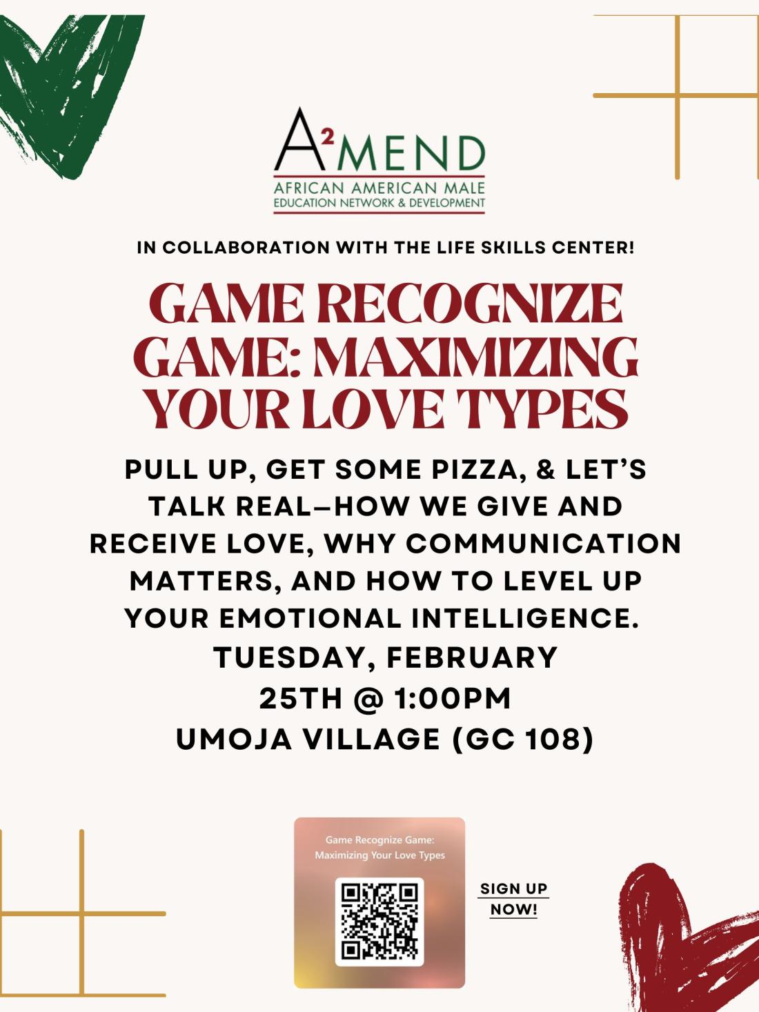 GAME RECOGNIZE GAME: MAXIMIZING YOUR LOVE TYPES FLYER