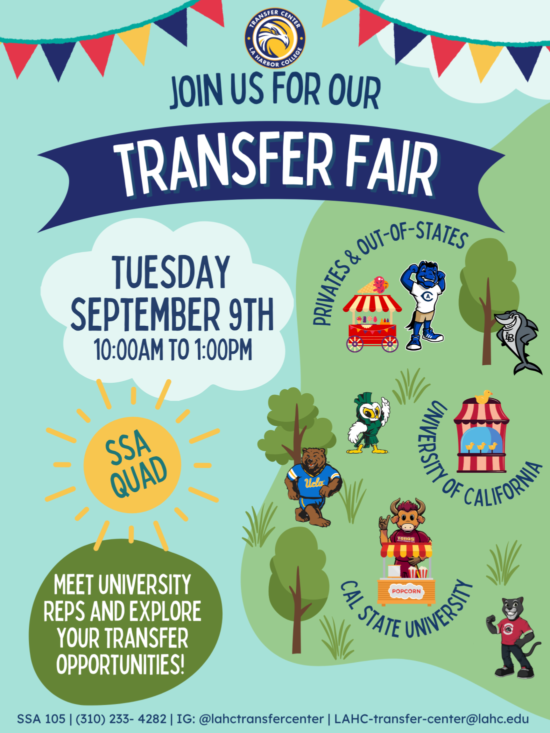 Transfer Fair 2025, September 9th, 10 AM to 1 PM. Located on the SSA Quad.